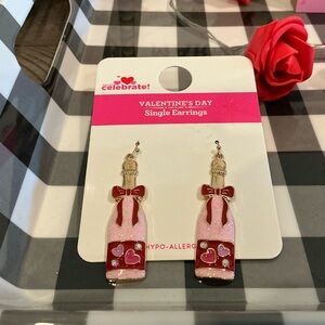 Celebrate Valentine's Day Champagne Bottle Earrings